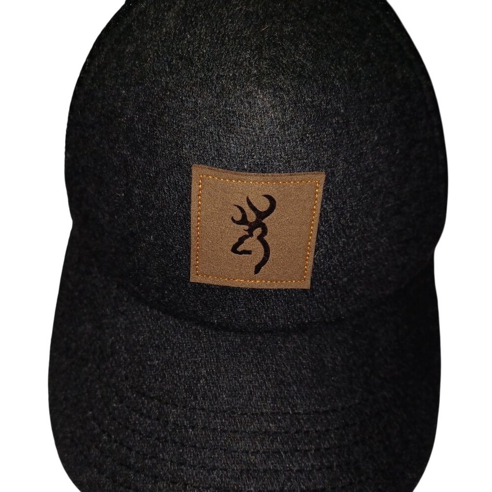 Browning Black Grey Wool Mesh Men's Cap Buckmark Patch Adjustable Snapback Hat
